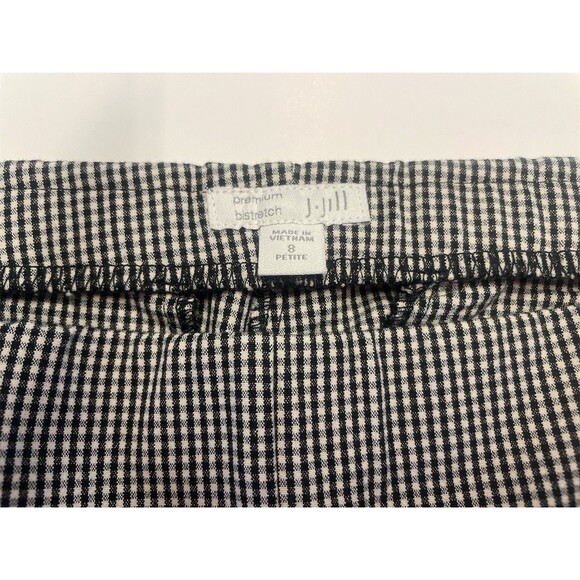 J Jill Premium Bistretch Sz 8 Petite Black White Checked Cropped Ankle Pant - Picture 4 of 5